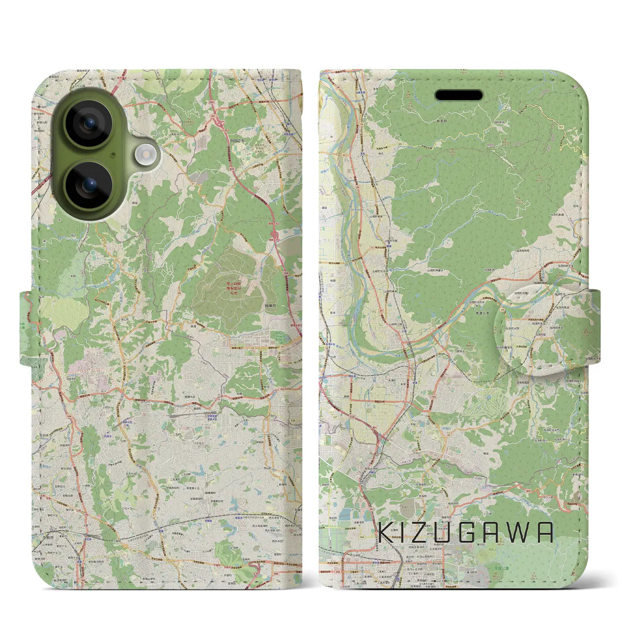 【木津川（京都府）】地図柄iPhoneケース（手帳タイプ）