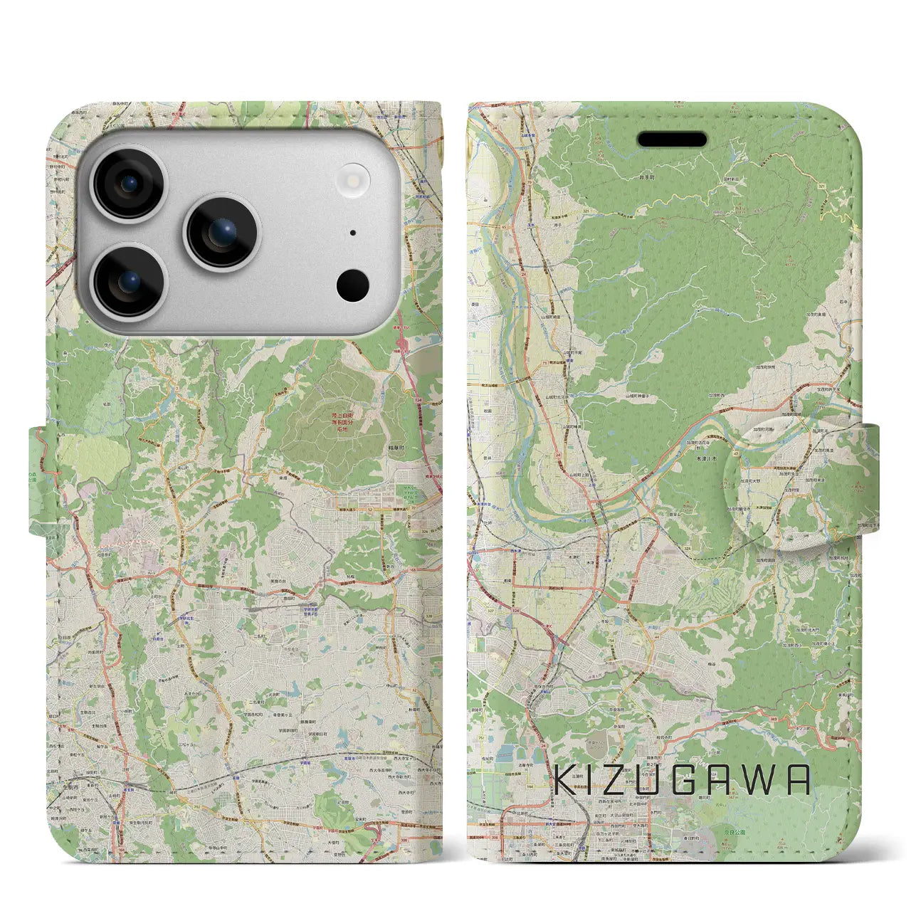 【木津川（京都府）】地図柄iPhoneケース（手帳タイプ）