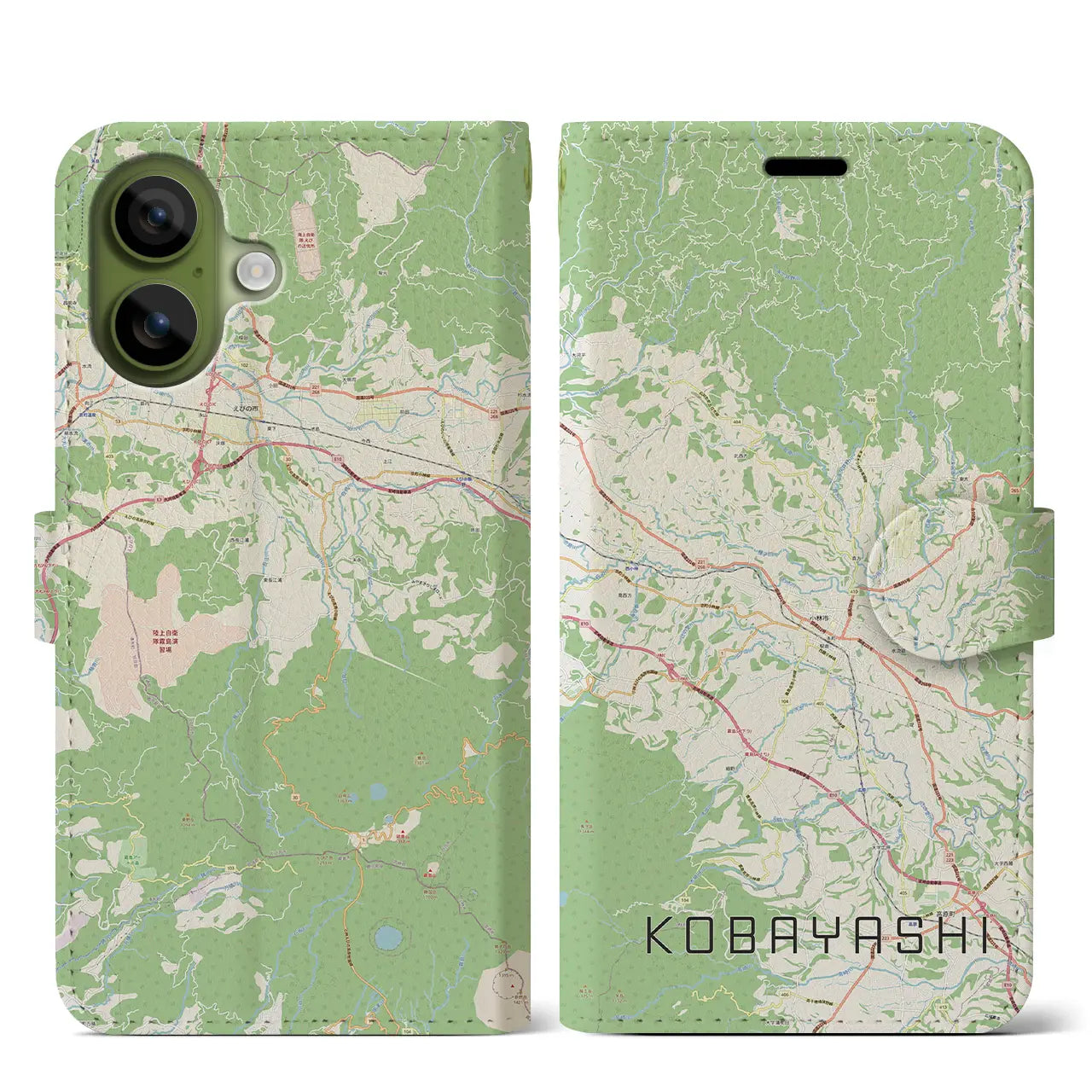 【小林（宮崎県）】地図柄iPhoneケース（手帳タイプ）