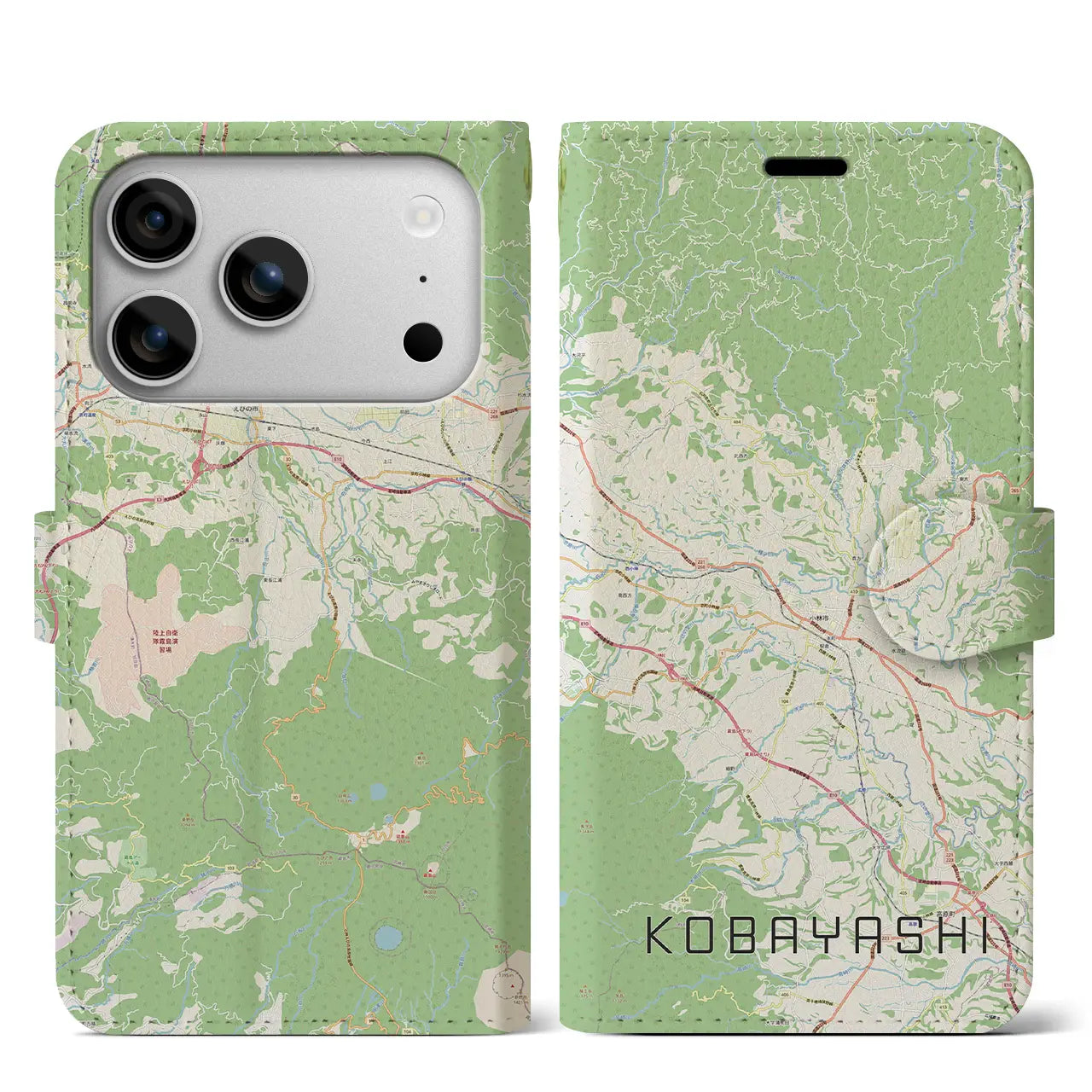 【小林（宮崎県）】地図柄iPhoneケース（手帳タイプ）