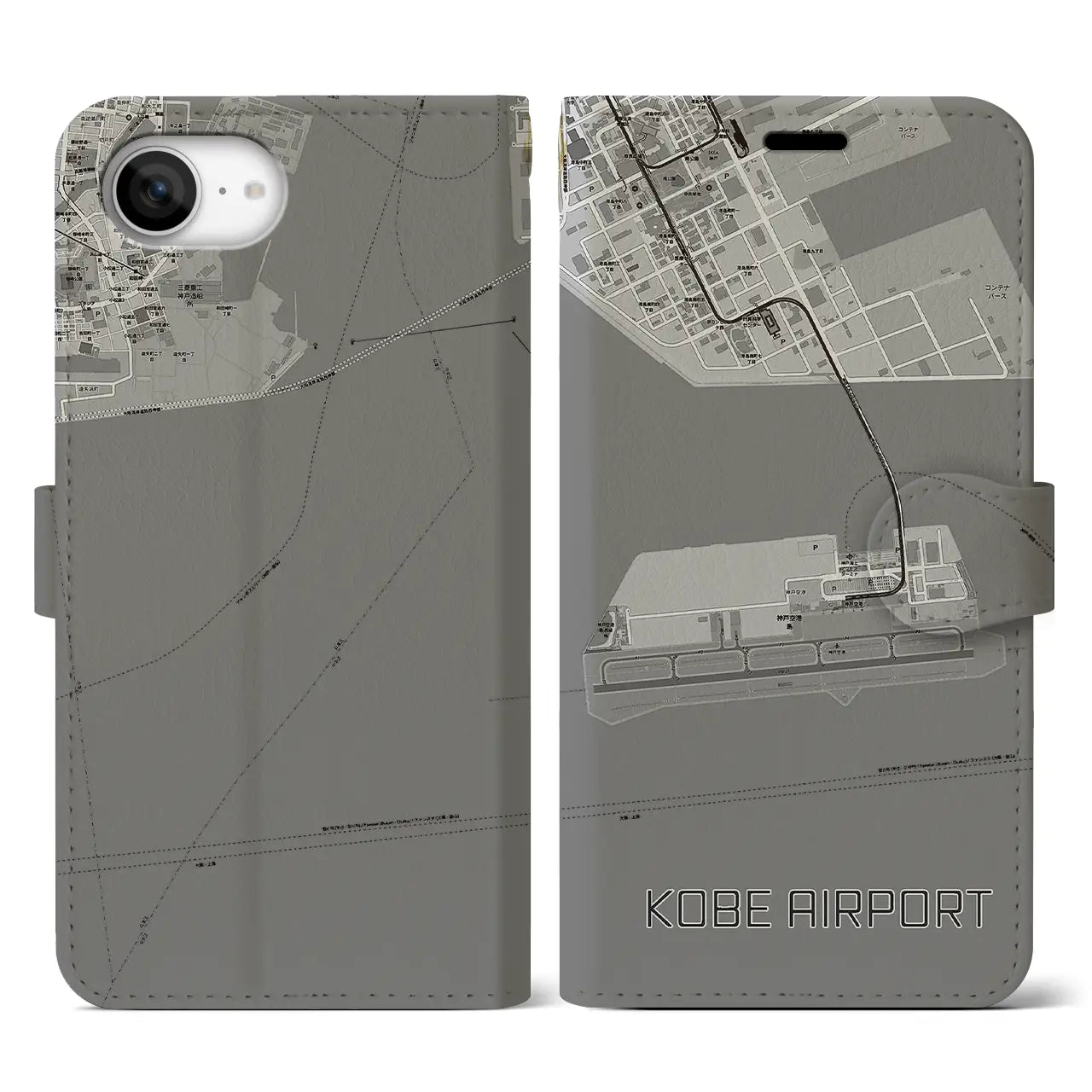 【神戸空港（兵庫県）】地図柄iPhoneケース（手帳タイプ）