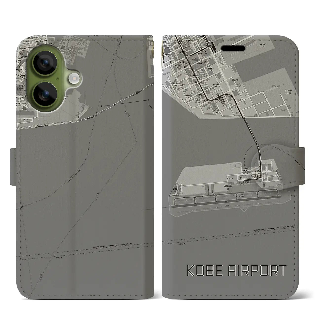 【神戸空港（兵庫県）】地図柄iPhoneケース（手帳タイプ）