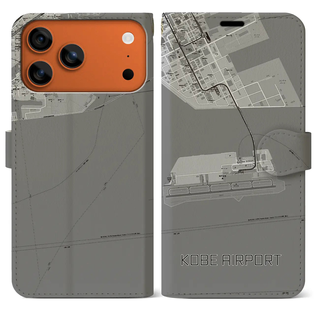【神戸空港（兵庫県）】地図柄iPhoneケース（手帳タイプ）