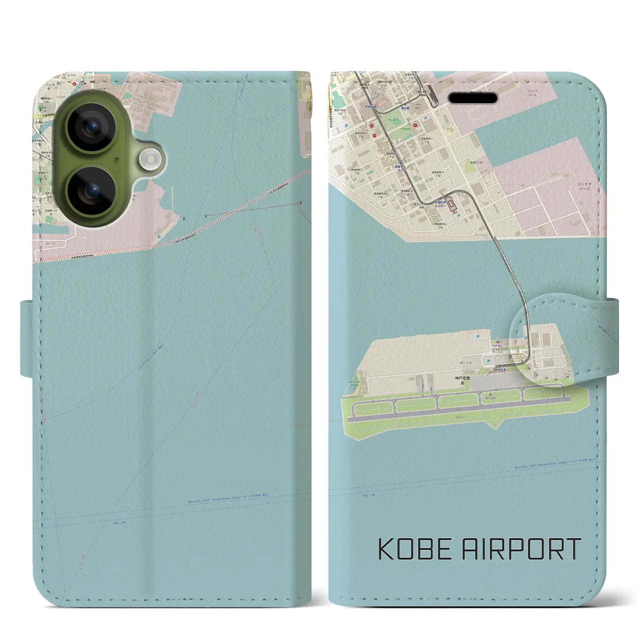 【神戸空港（兵庫県）】地図柄iPhoneケース（手帳タイプ）