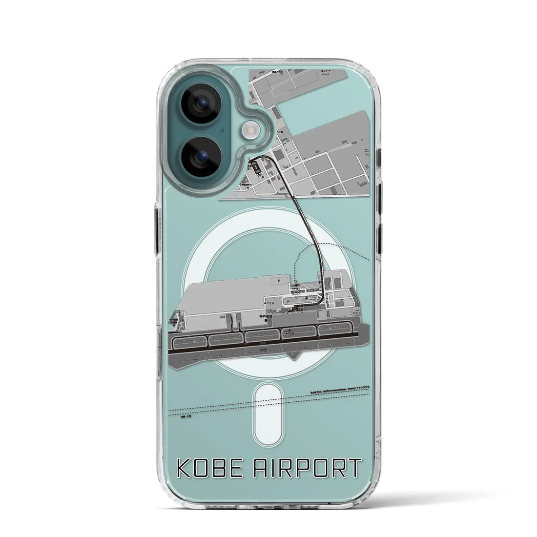 【神戸空港（兵庫県）】地図柄iPhoneケース（MagSafeタイプ）モノトーン・iPhone 16 Pro 用