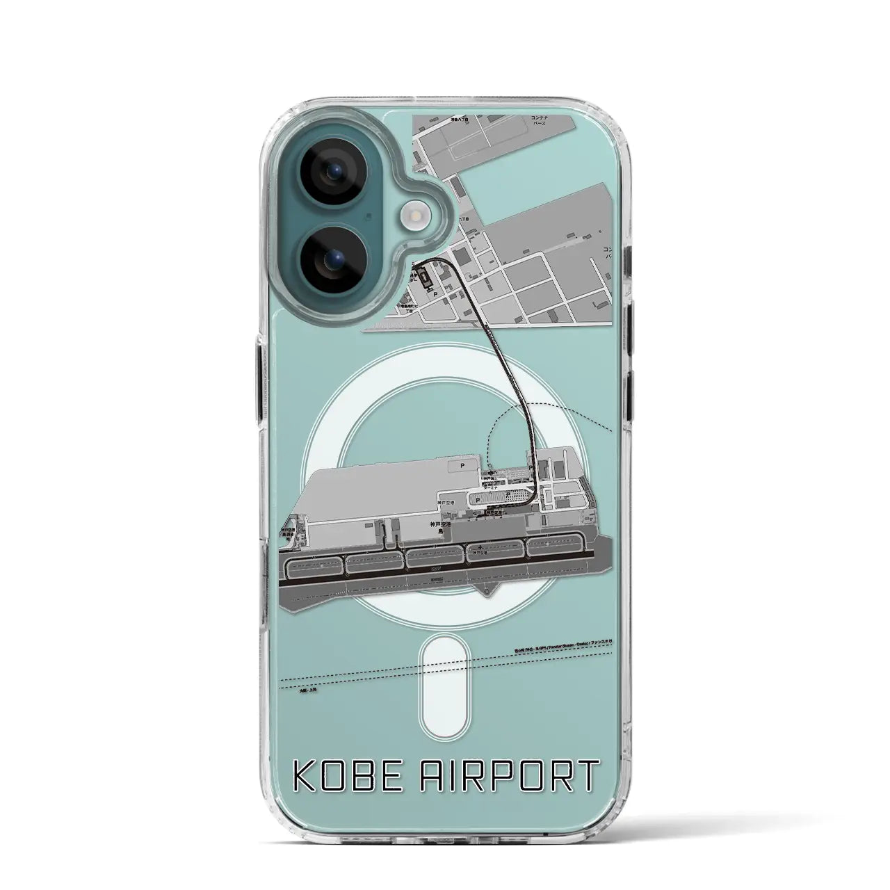 【神戸空港（兵庫県）】地図柄iPhoneケース（MagSafeタイプ）モノトーン・iPhone 16 Pro 用