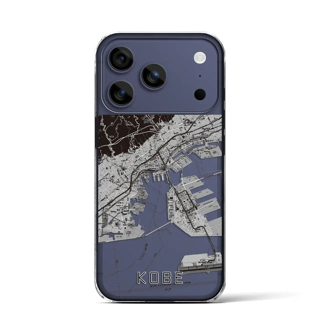【神戸（兵庫県）】地図柄iPhoneケース（クリアタイプ）モノトーン・iPhone 17 Pro Max 用