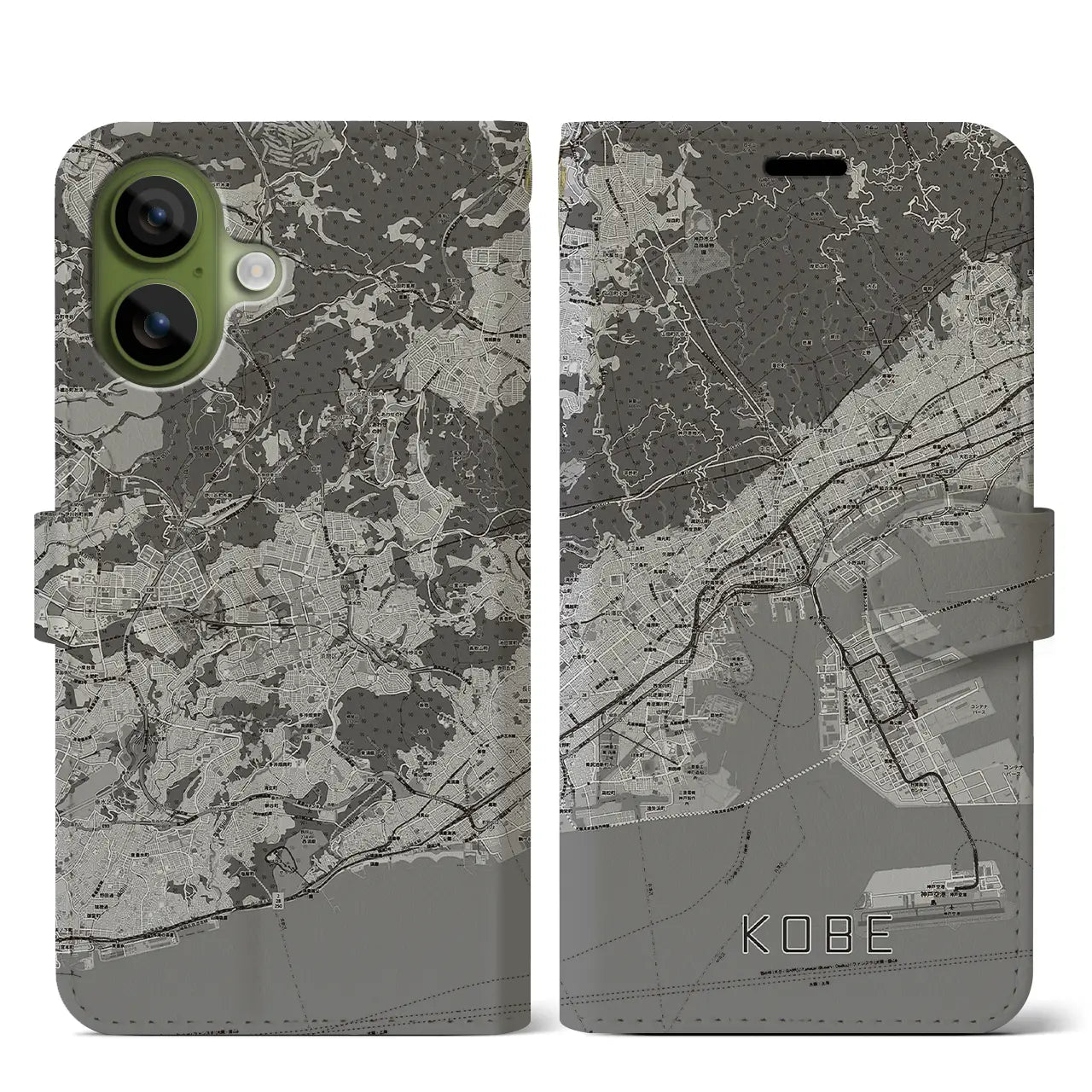 【神戸（兵庫県）】地図柄iPhoneケース（手帳タイプ）