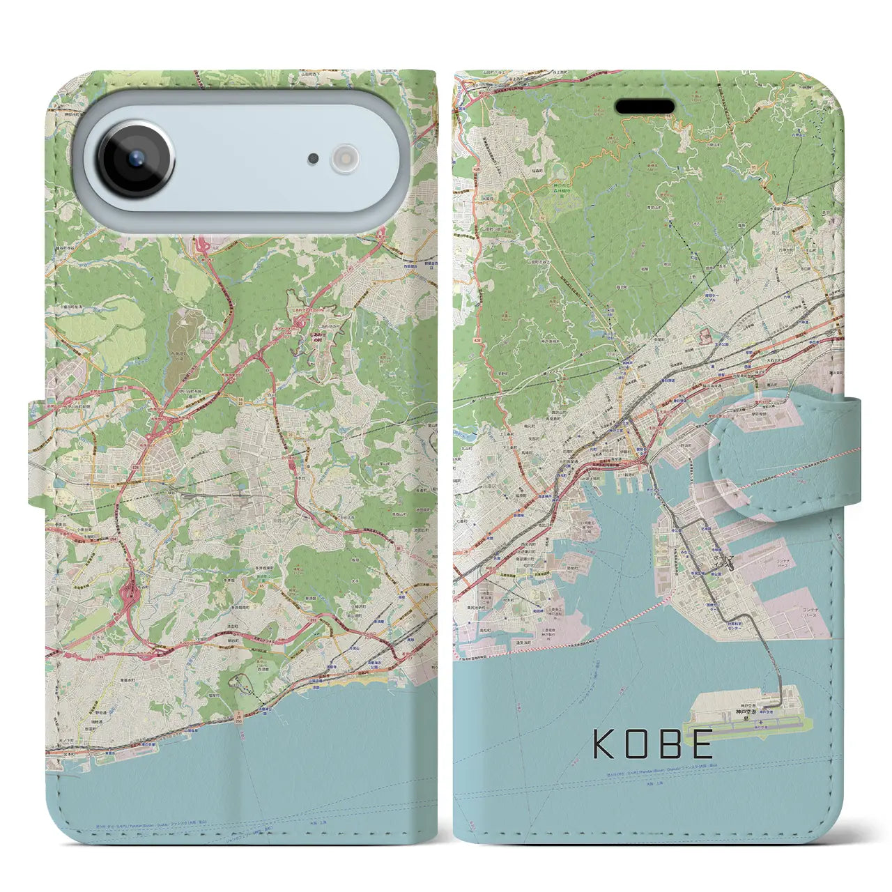【神戸（兵庫県）】地図柄iPhoneケース（手帳タイプ）
