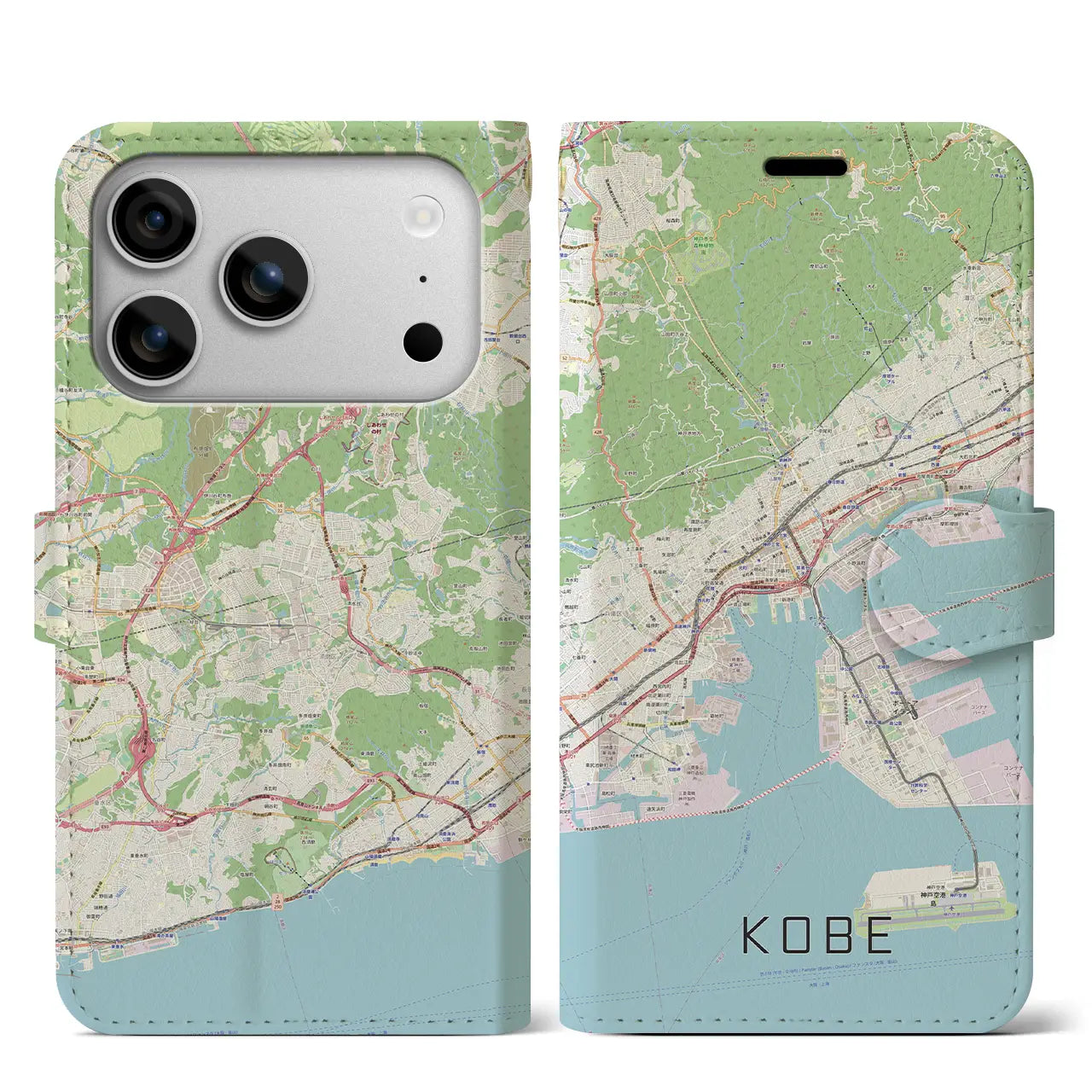 【神戸（兵庫県）】地図柄iPhoneケース（手帳タイプ）