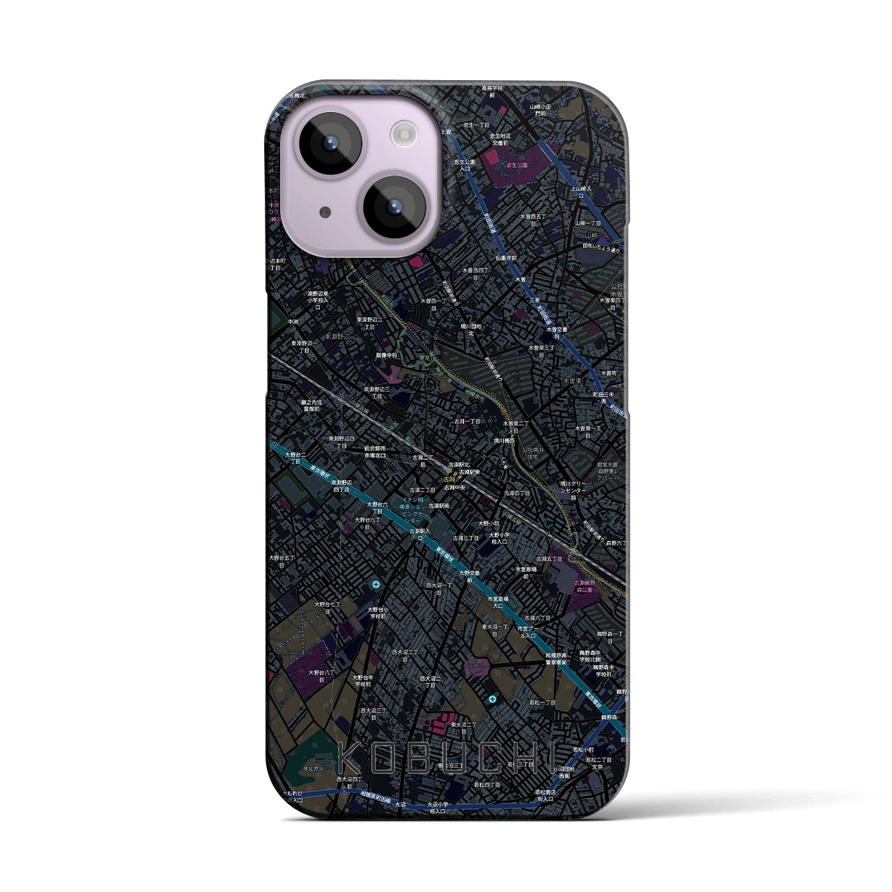 【古淵（神奈川県）】地図柄iPhoneケース（バックカバータイプ）