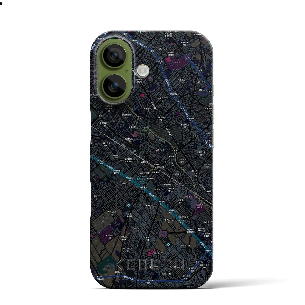 【古淵（神奈川県）】地図柄iPhoneケース（バックカバータイプ）