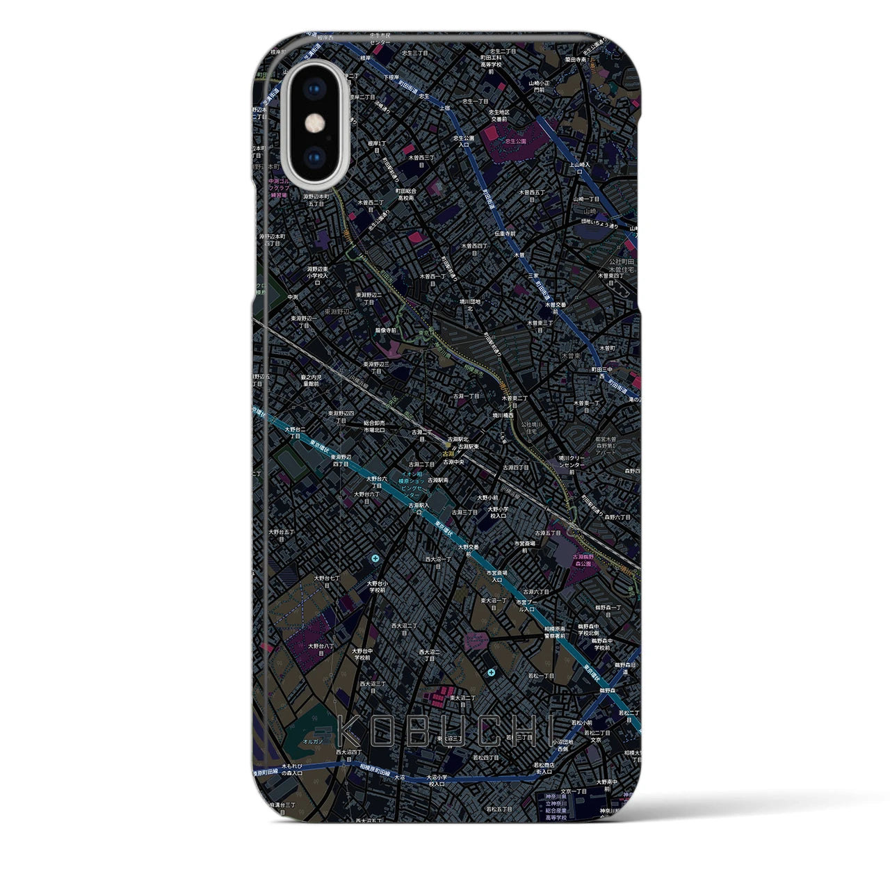 【古淵（神奈川県）】地図柄iPhoneケース（バックカバータイプ）
