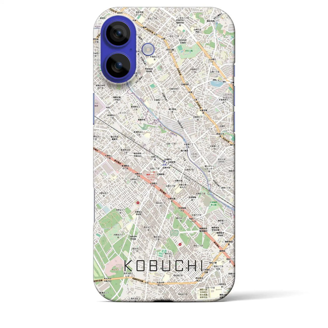 【古淵（神奈川県）】地図柄iPhoneケース（バックカバータイプ）ブラック・iPhone 16 Pro Max 用