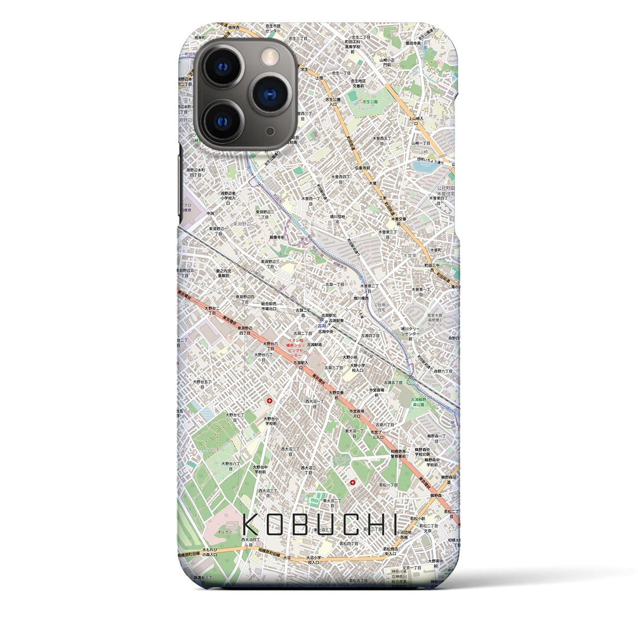【古淵（神奈川県）】地図柄iPhoneケース（バックカバータイプ）