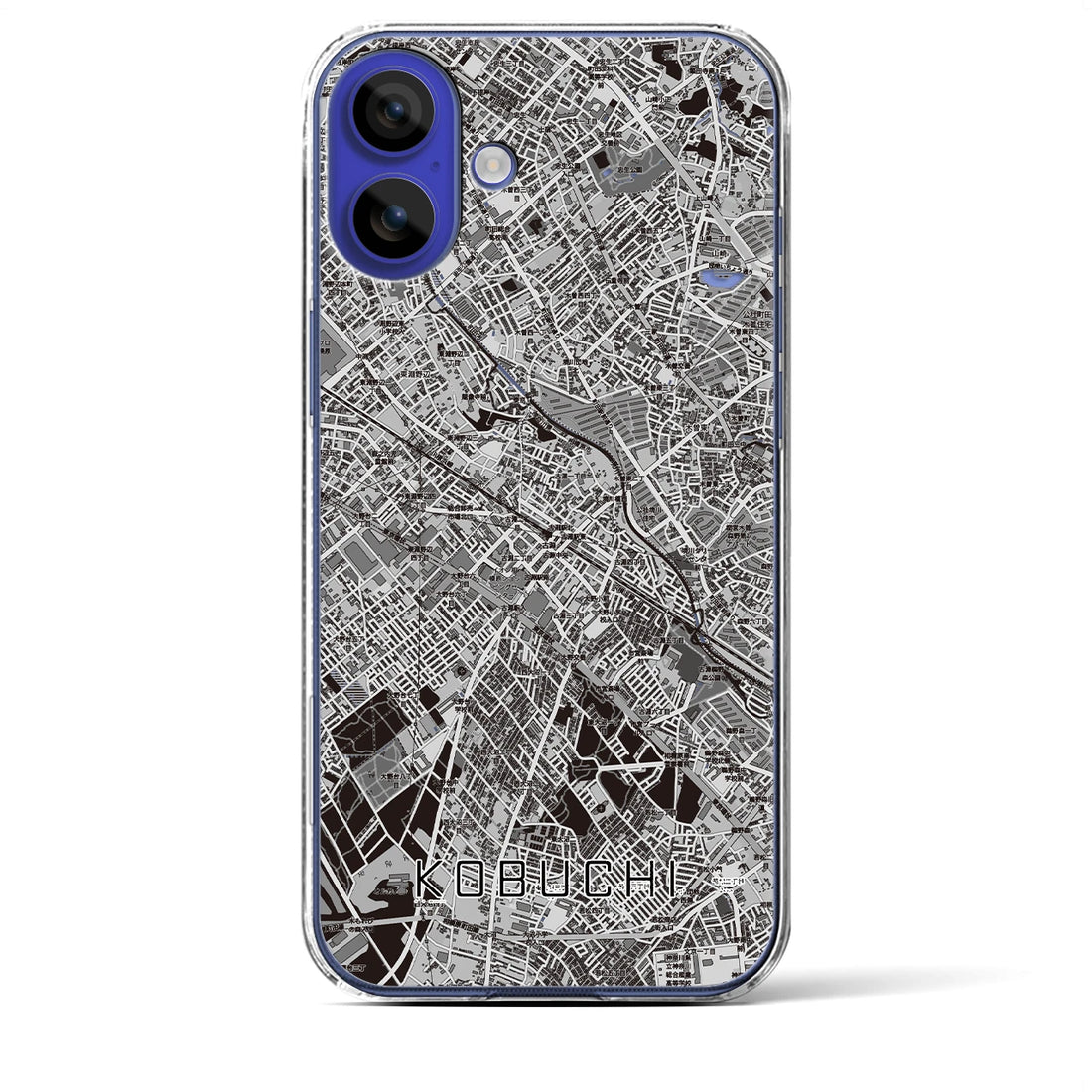 【古淵（神奈川県）】地図柄iPhoneケース（クリアタイプ）モノトーン・iPhone 16 Pro Max 用