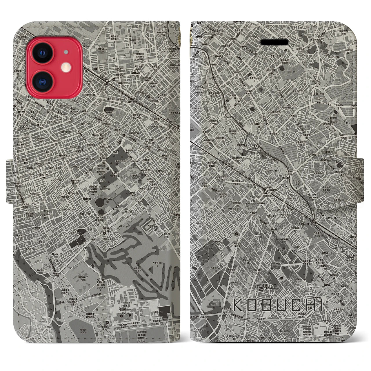 【古淵（神奈川県）】地図柄iPhoneケース（手帳タイプ）