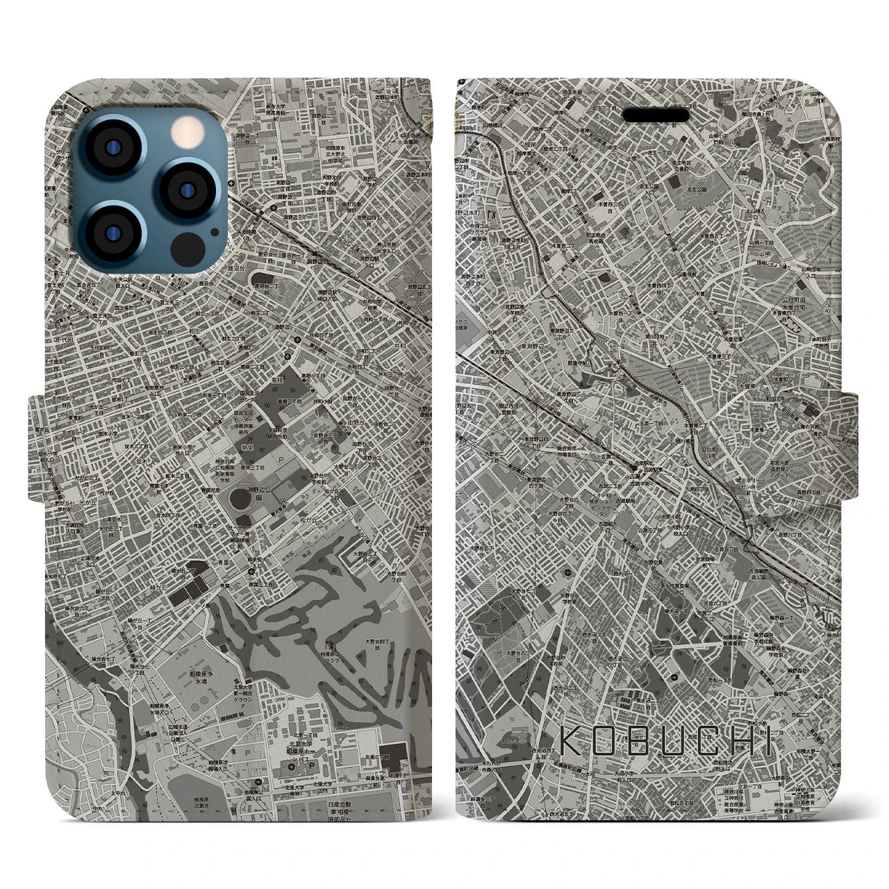 【古淵（神奈川県）】地図柄iPhoneケース（手帳タイプ）