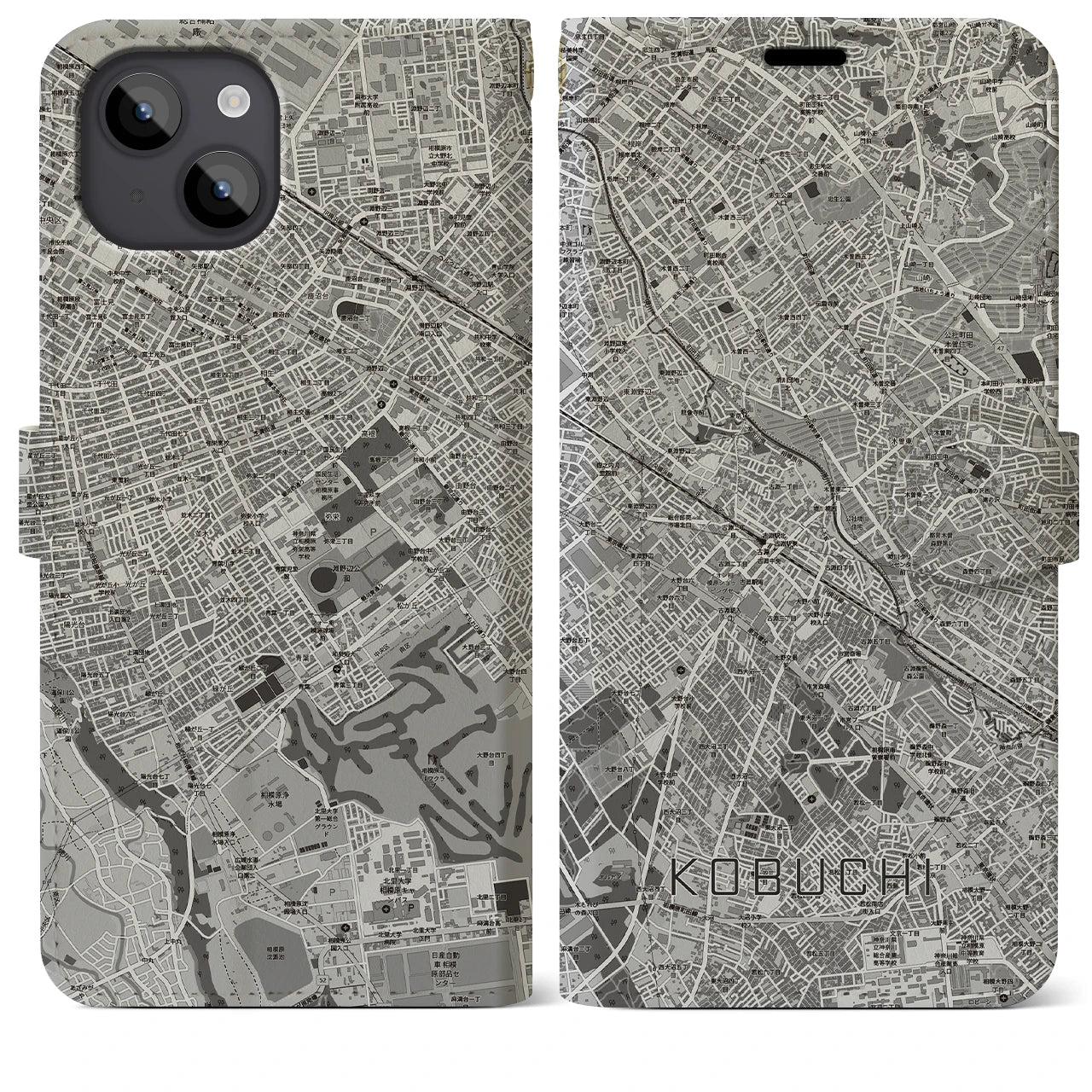 【古淵（神奈川県）】地図柄iPhoneケース（手帳タイプ）