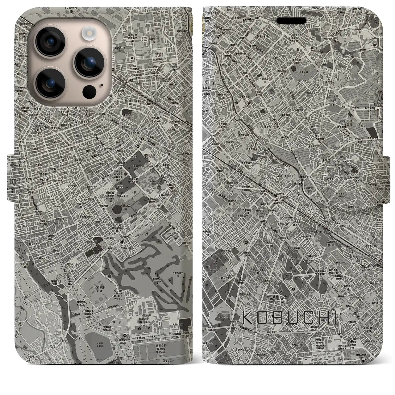 【古淵（神奈川県）】地図柄iPhoneケース（手帳タイプ）
