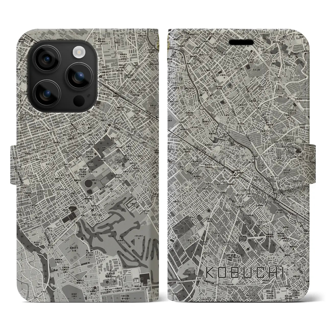 【古淵（神奈川県）】地図柄iPhoneケース（手帳タイプ）