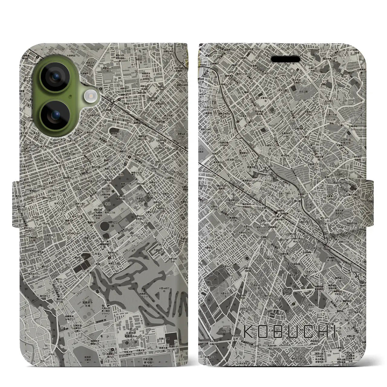 【古淵（神奈川県）】地図柄iPhoneケース（手帳タイプ）