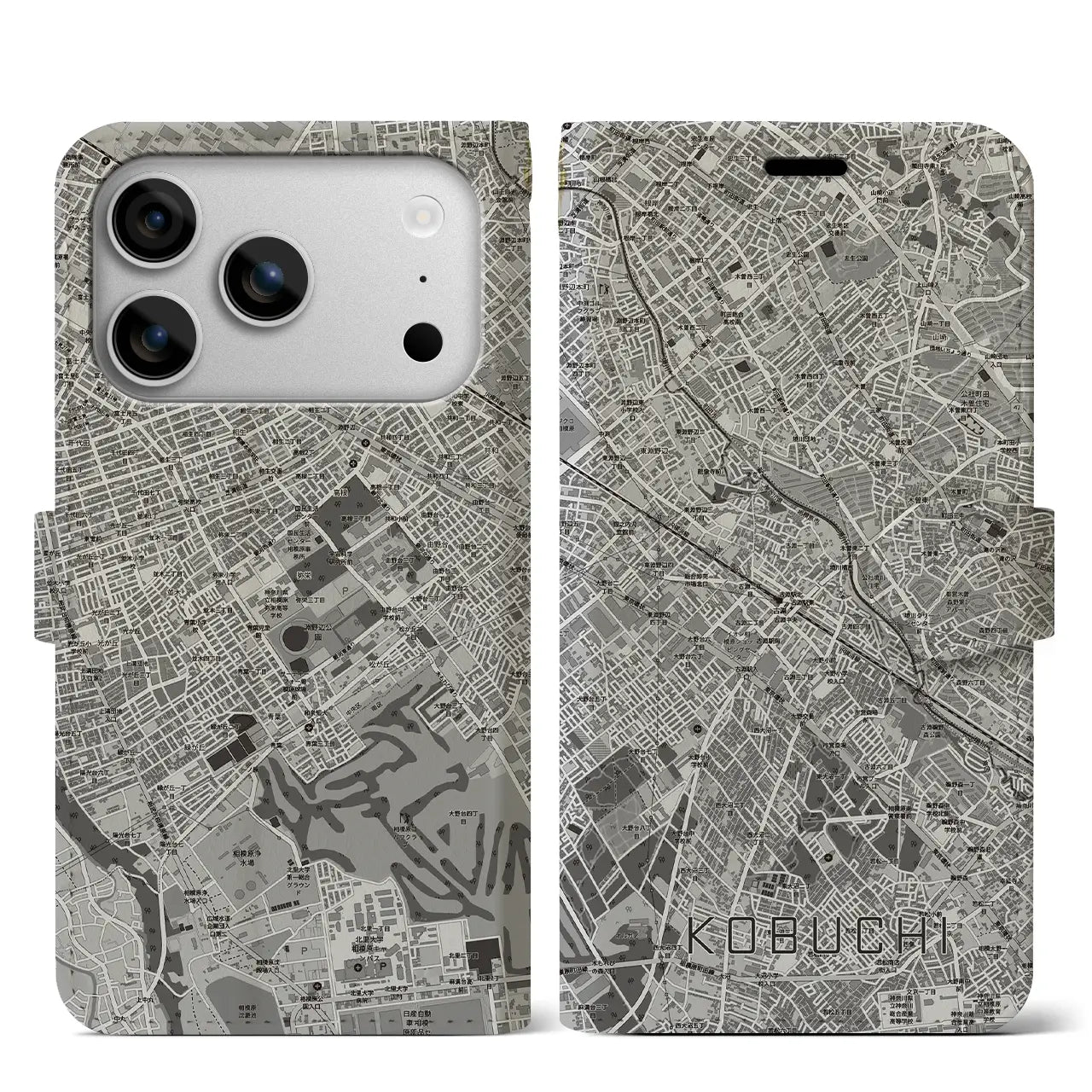 【古淵（神奈川県）】地図柄iPhoneケース（手帳タイプ）