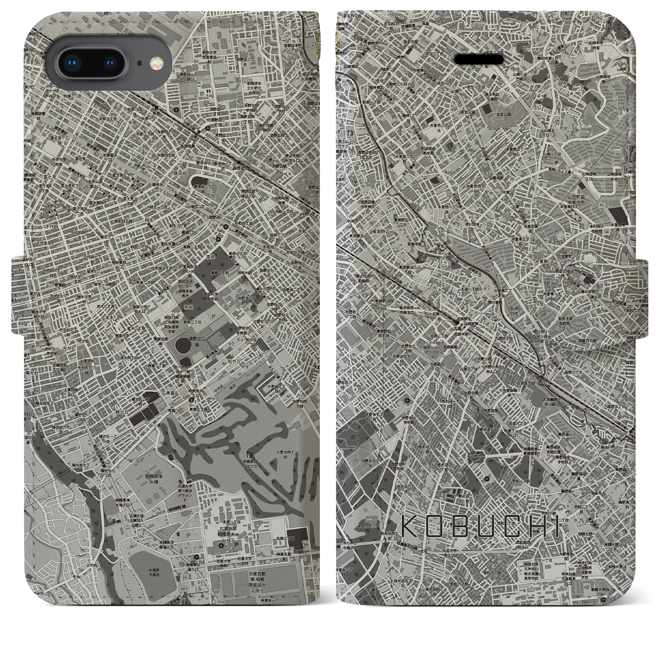 【古淵（神奈川県）】地図柄iPhoneケース（手帳タイプ）