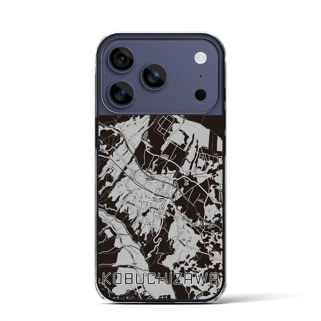 【小淵沢(山梨県)】地図柄iPhoneケース(クリアタイプ)モノトーン・iPhone 17 Pro Max 用