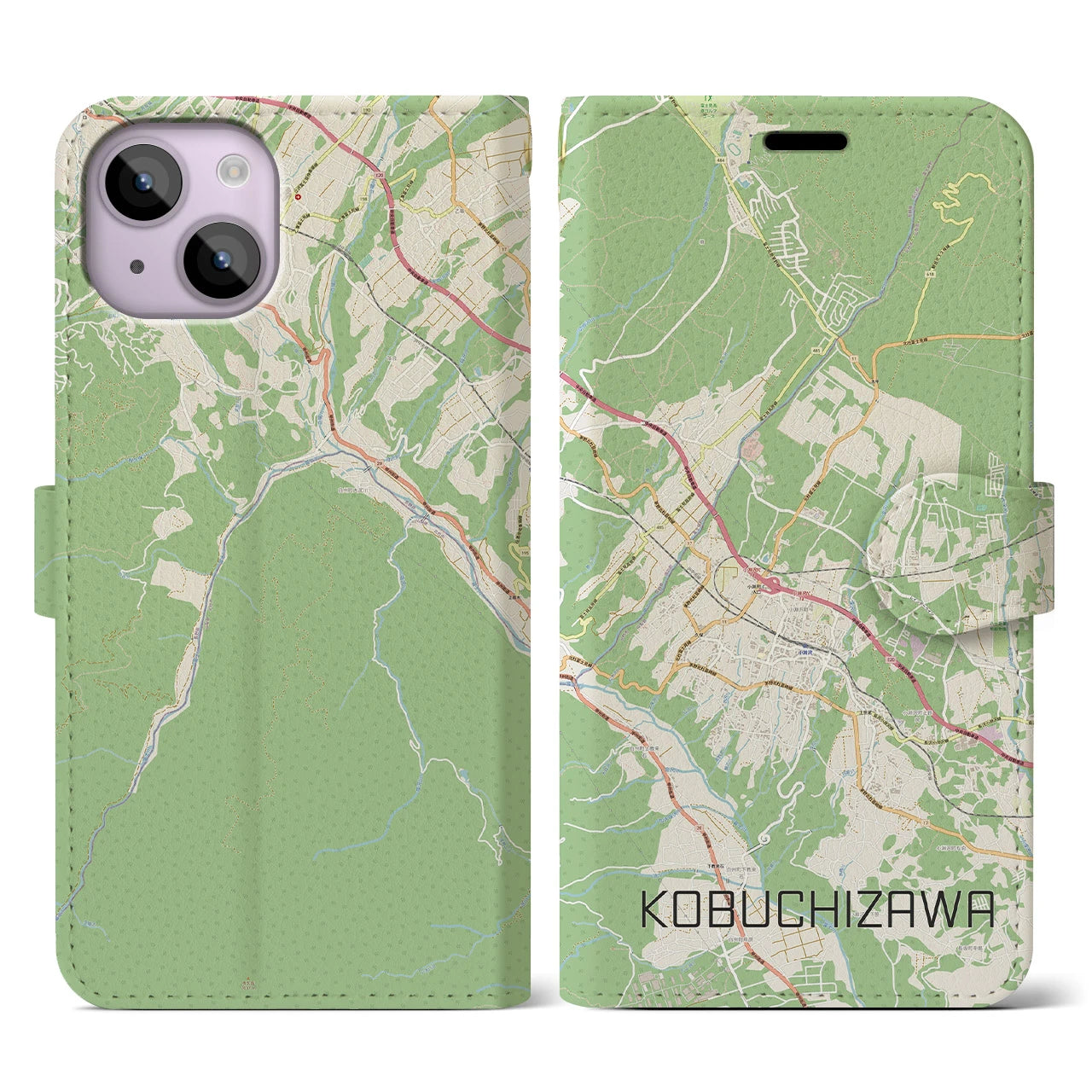 【小淵沢（山梨県）】地図柄iPhoneケース（手帳タイプ）