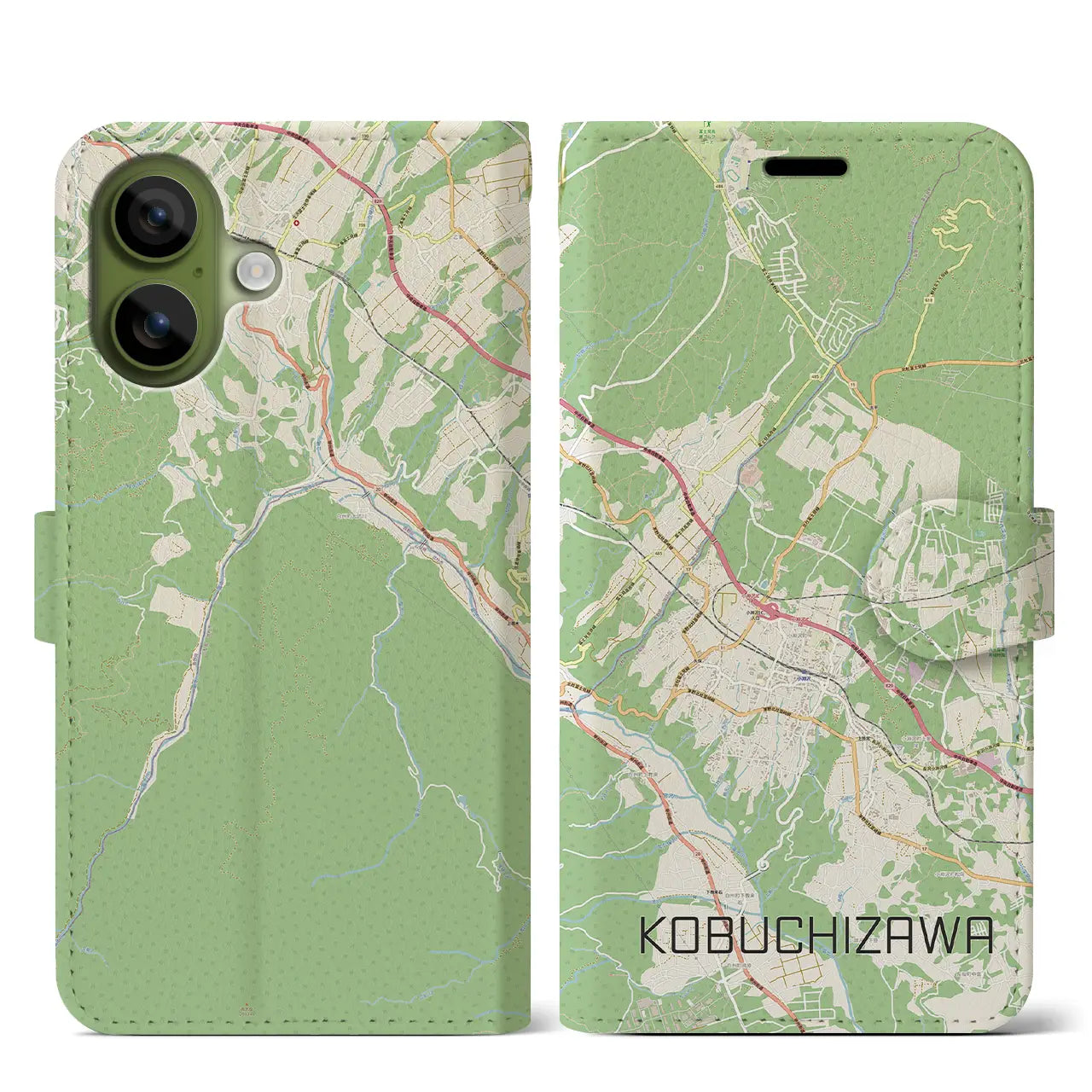 【小淵沢（山梨県）】地図柄iPhoneケース（手帳タイプ）