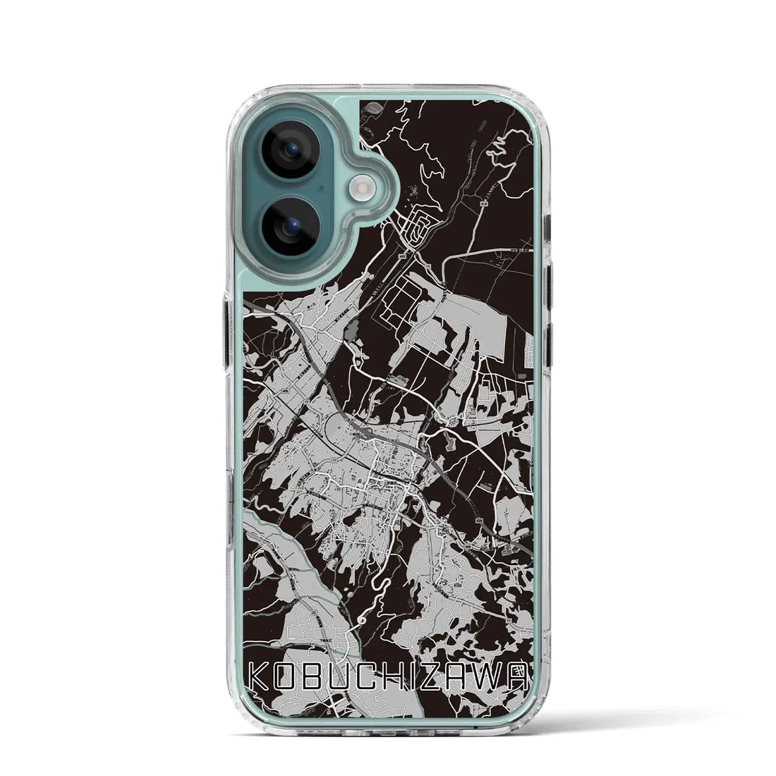 【小淵沢(山梨県)】地図柄iPhoneケース(MagSafeタイプ)モノトーン・iPhone 16 Pro 用