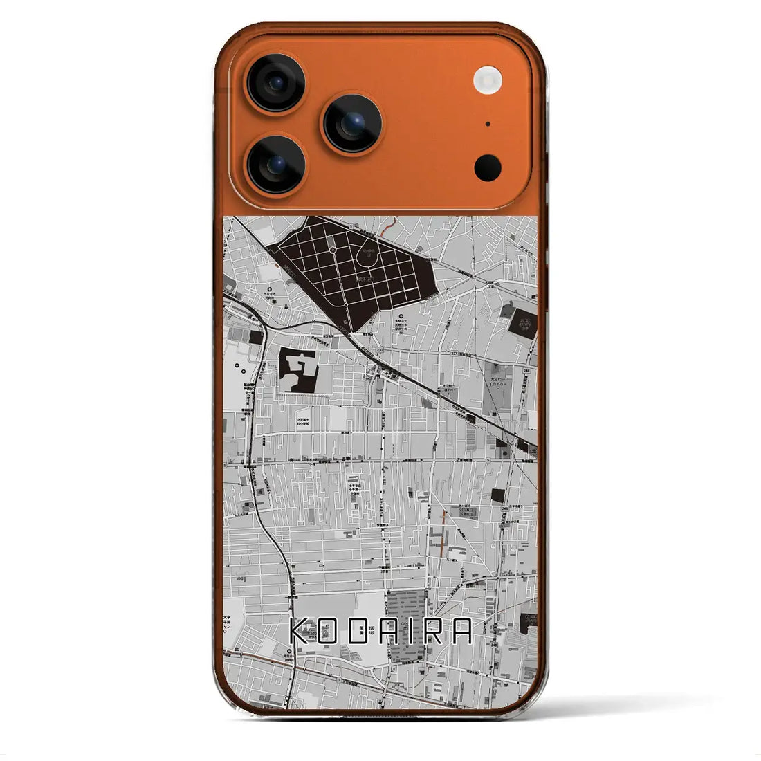 【小平(東京都)】地図柄iPhoneケース(クリアタイプ)モノトーン・iPhone 17 Pro Max 用