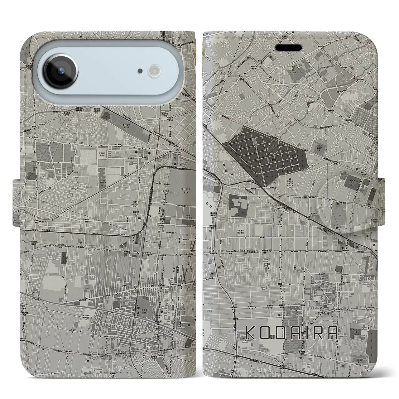 【小平（東京都）】地図柄iPhoneケース（手帳タイプ）