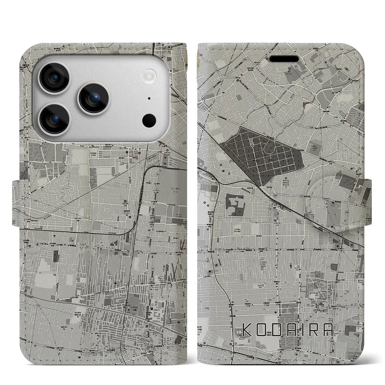 【小平（東京都）】地図柄iPhoneケース（手帳タイプ）