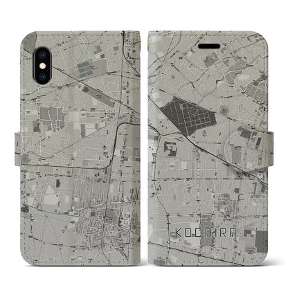 【小平（東京都）】地図柄iPhoneケース（手帳タイプ）モノトーン・iPhone XS / X 用