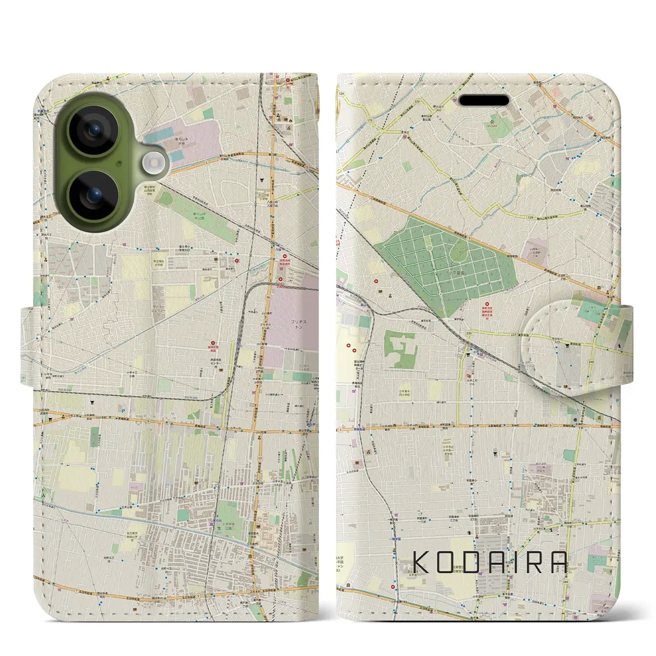 【小平（東京都）】地図柄iPhoneケース（手帳タイプ）