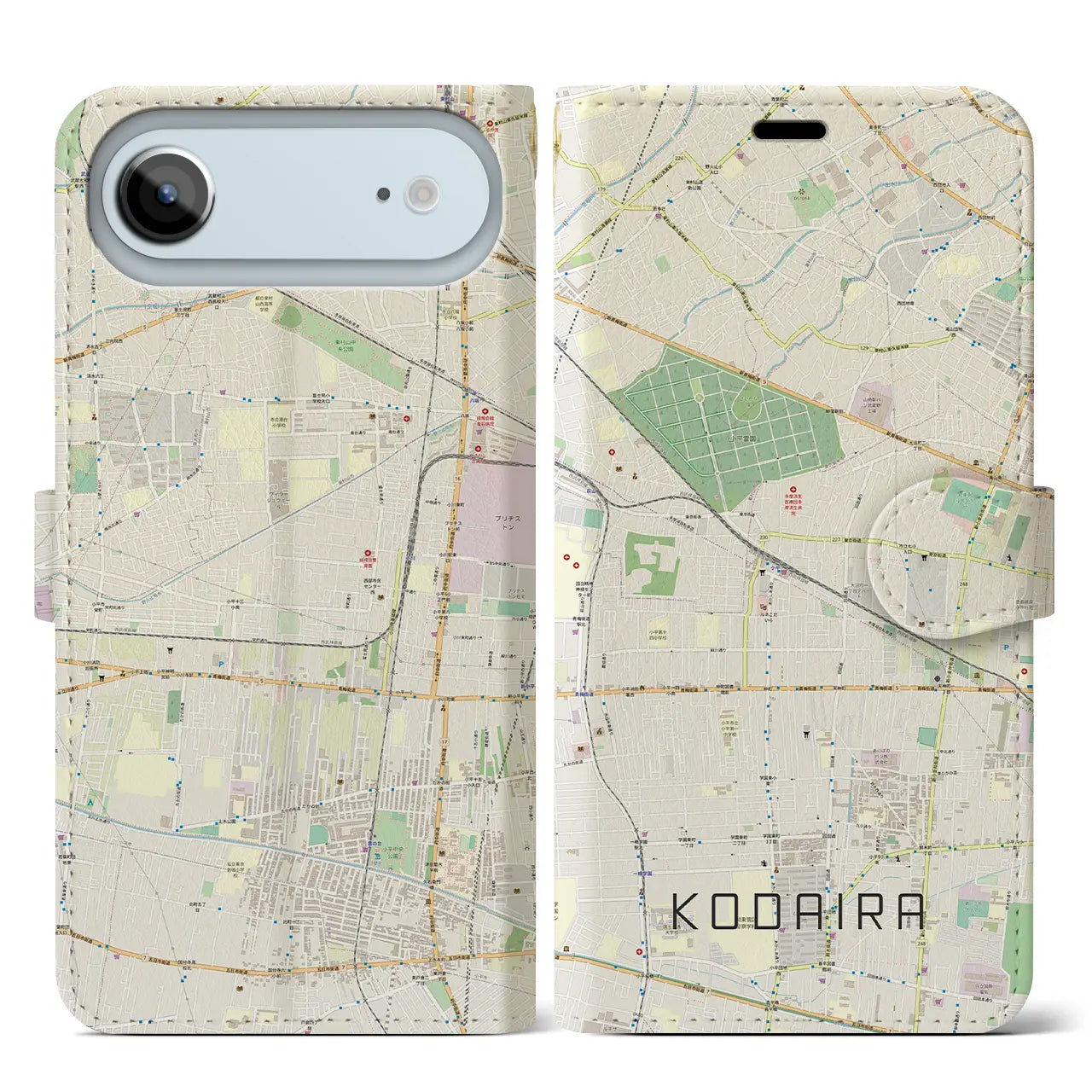 【小平（東京都）】地図柄iPhoneケース（手帳タイプ）