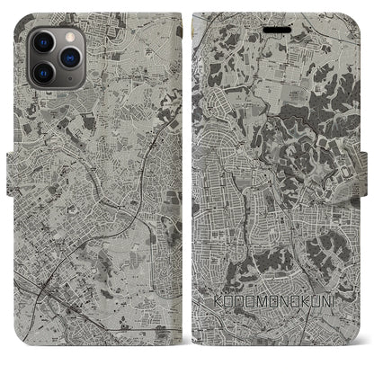 【こどもの国（神奈川県）】地図柄iPhoneケース（手帳タイプ）モノトーン・iPhone 11 Pro Max 用