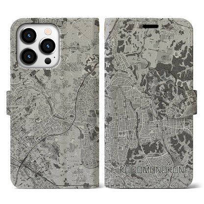 【こどもの国（神奈川県）】地図柄iPhoneケース（手帳タイプ）モノトーン・iPhone 13 Pro 用