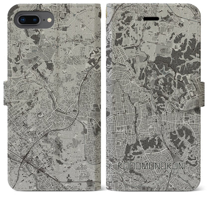 【こどもの国（神奈川県）】地図柄iPhoneケース（手帳タイプ）モノトーン・iPhone 8Plus /7Plus / 6sPlus / 6Plus 用