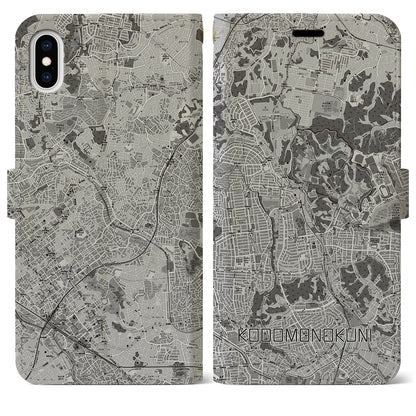 【こどもの国（神奈川県）】地図柄iPhoneケース（手帳タイプ）モノトーン・iPhone XS Max 用