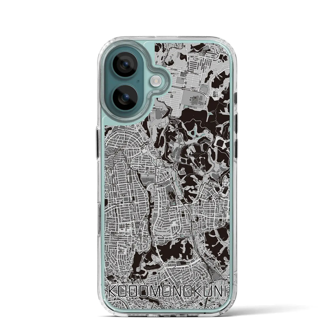 【こどもの国（神奈川県）】地図柄iPhoneケース（MagSafeタイプ）モノトーン・iPhone 16 Pro 用