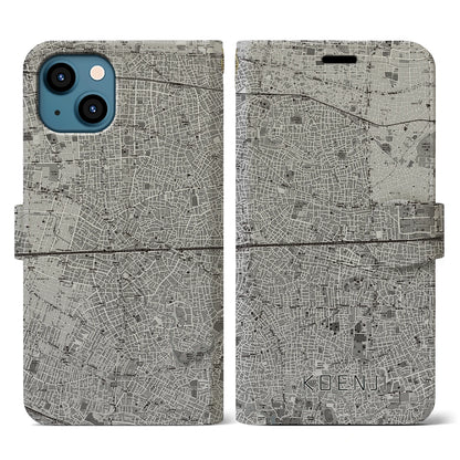 【高円寺2（東京都）】地図柄iPhoneケース（手帳タイプ）モノトーン・iPhone 13 用