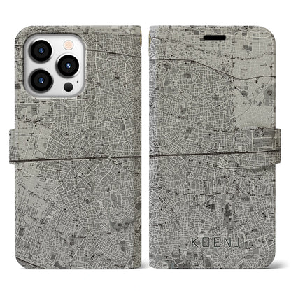 【高円寺2（東京都）】地図柄iPhoneケース（手帳タイプ）モノトーン・iPhone 13 Pro 用