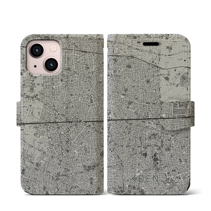 【高円寺2（東京都）】地図柄iPhoneケース（手帳タイプ）モノトーン・iPhone 13 mini 用