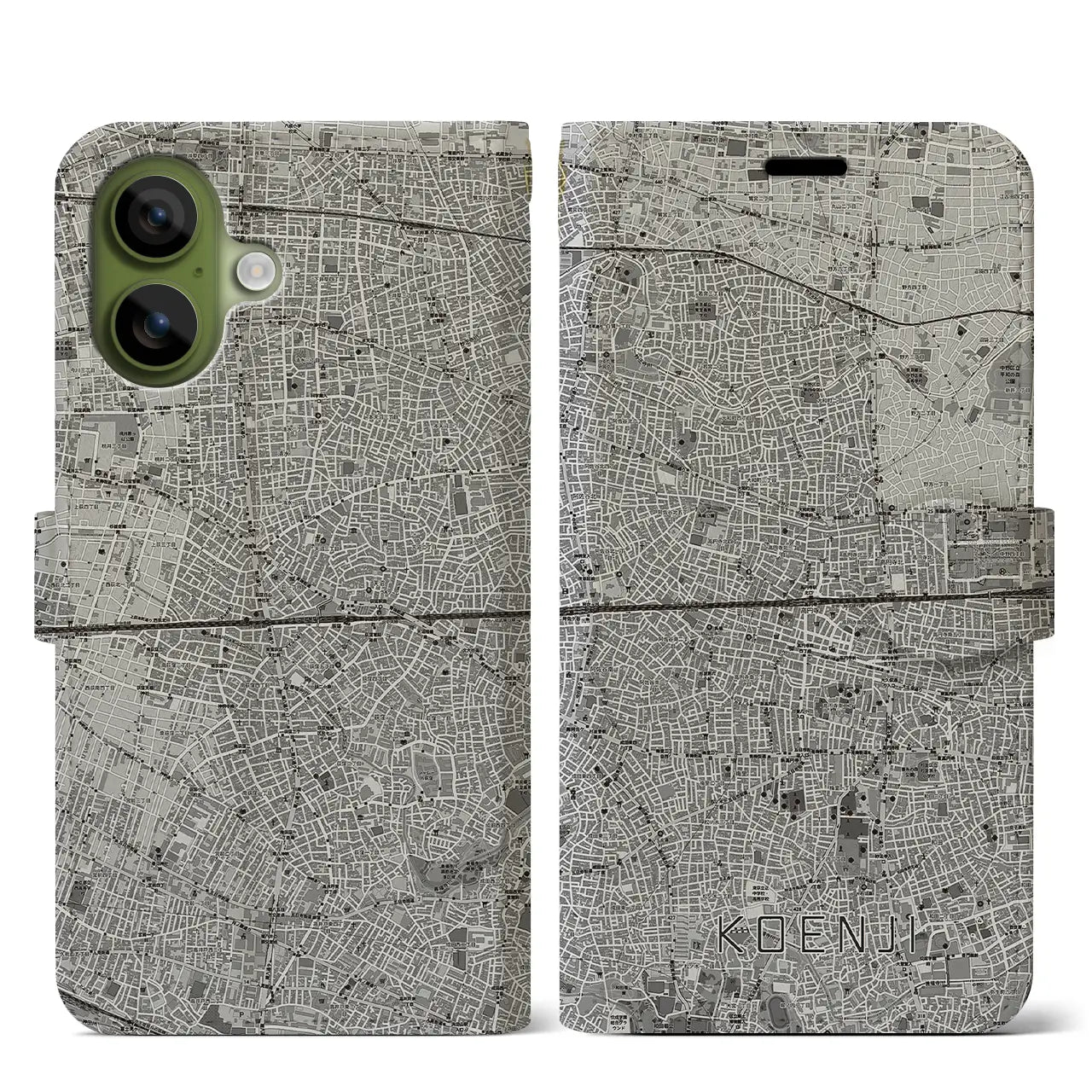 【高円寺2（東京都）】地図柄iPhoneケース（手帳タイプ）