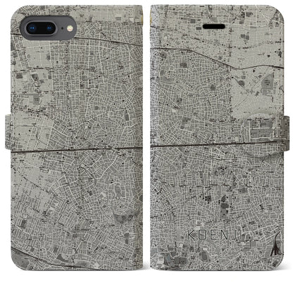 【高円寺2（東京都）】地図柄iPhoneケース（手帳タイプ）モノトーン・iPhone 8Plus /7Plus / 6sPlus / 6Plus 用