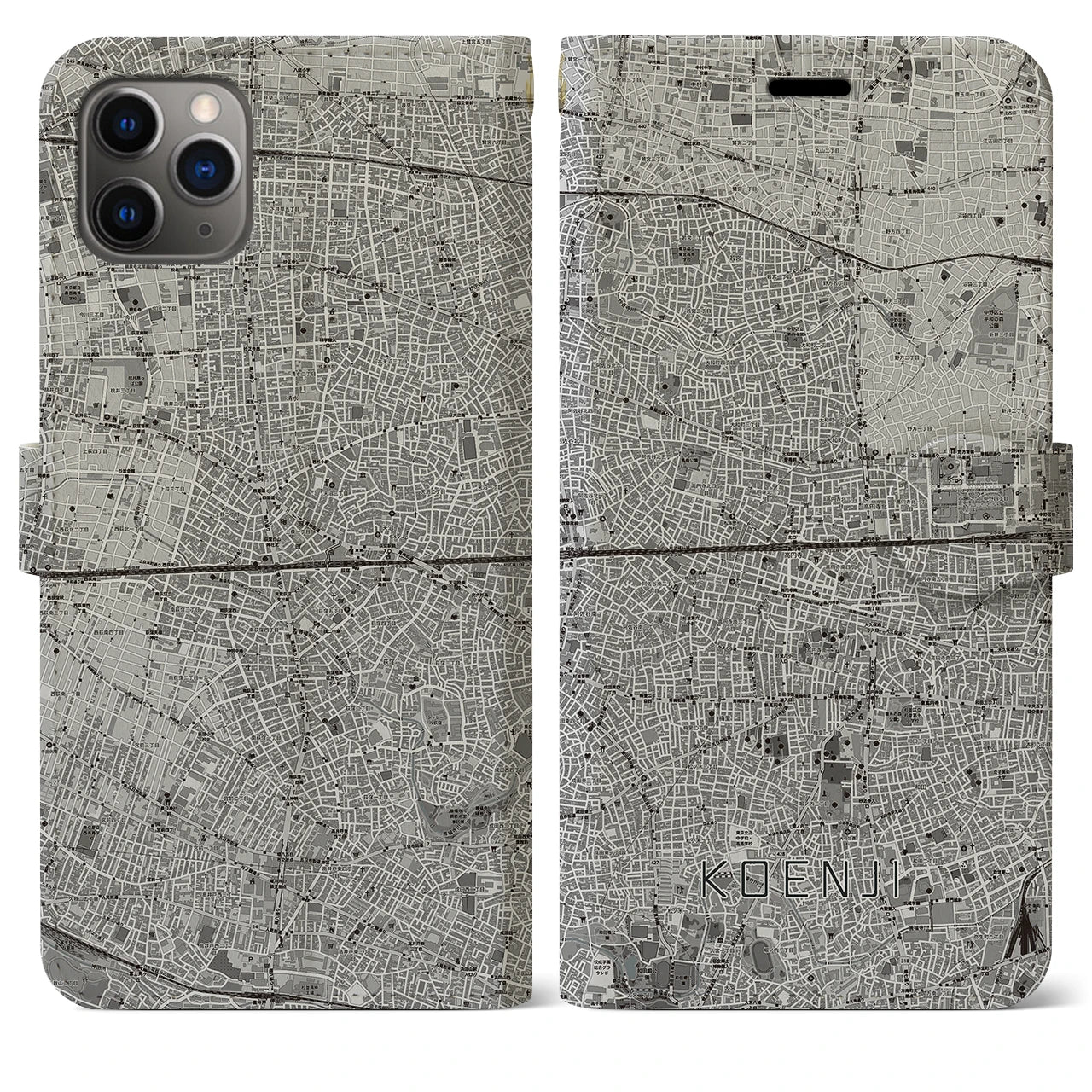 【高円寺2（東京都）】地図柄iPhoneケース（手帳タイプ）