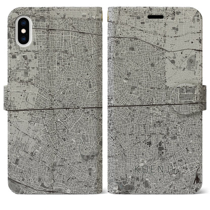 【高円寺2（東京都）】地図柄iPhoneケース（手帳タイプ）モノトーン・iPhone XS Max 用